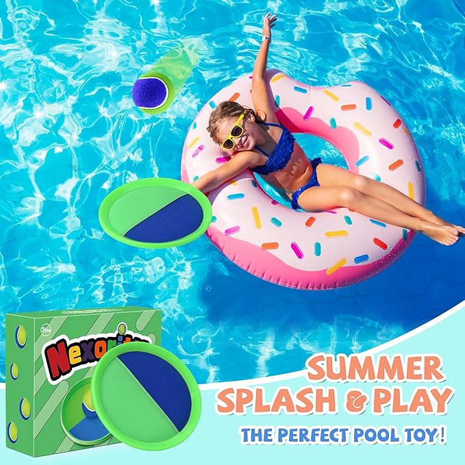 Toss and Catch Ball Set Beach Toys for Kids Outdoor Toys and Yard Games for Boys and Girls Improves Focus Great for Exercise Fun Easter Christmas Birthday Gift Idea - 8 inch