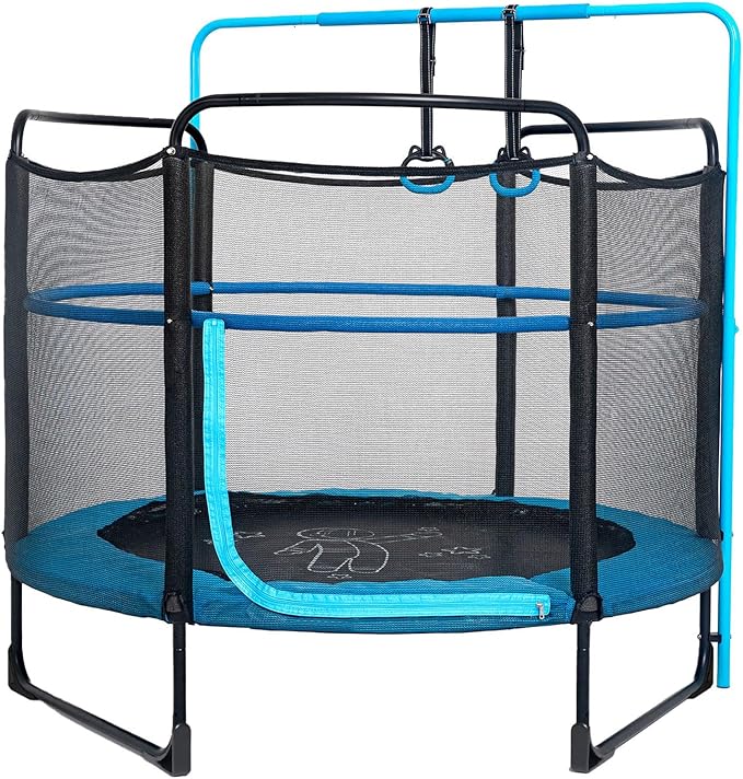 Skywalker Trampolines for Kids with Enclosure Net – 60" Indoor Outdoor Toddler Trampoline with Safety Padding, Foam-Covered Poles, Anti-Pinch Design, Sturdy Frame, for Ages 3-6