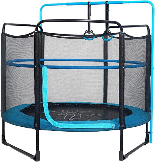 Skywalker Trampolines for Kids with Enclosure Net – 60" Indoor Outdoor Toddler Trampoline with Safety Padding, Foam-Covered Poles, Anti-Pinch Design, Sturdy Frame, for Ages 3-6