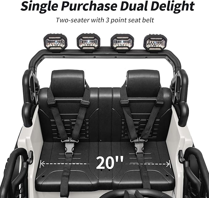 2 Seater Ride on Electric Car, 12V Ride on Toy Car for Kids 4-8 w/Remote Control, EVA Tires - White