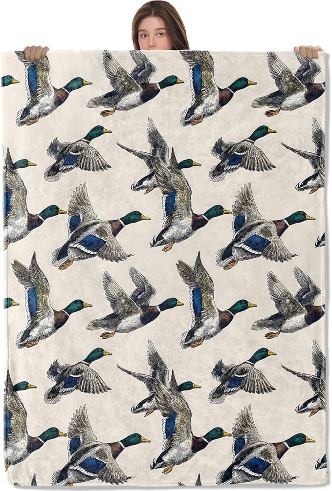 Retro Mallard Duck Blanket,Vintage Animal Fleece Blankets,Soft Warm Decorative Throw for Farmhouse,Couch,Bedroom,Travel,Camping,Practical Throws Gifts for Kids Women Men,60X80 Inch