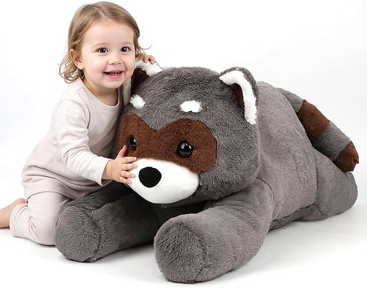 31.5" Large Raccoon Stuffed Animal, Giant Soft Plush Fluffy Raccoon Toy Birthday Holiday Party Gifts for Kids Girls Boys