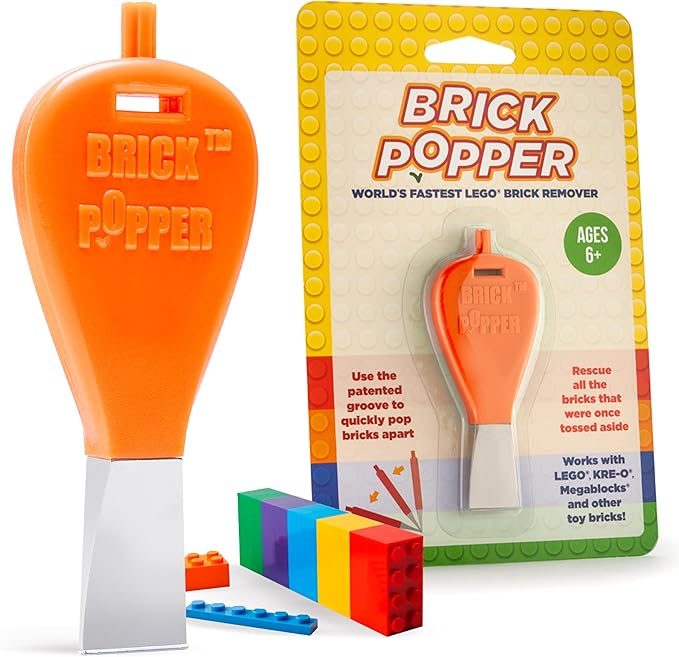 Brick Popper - Separator Tool - World's Fastest Brick Remover for Kids and Adults, Gifts for Ages 6 Year Old and up, Tools Stocking Stuffer (Orange)