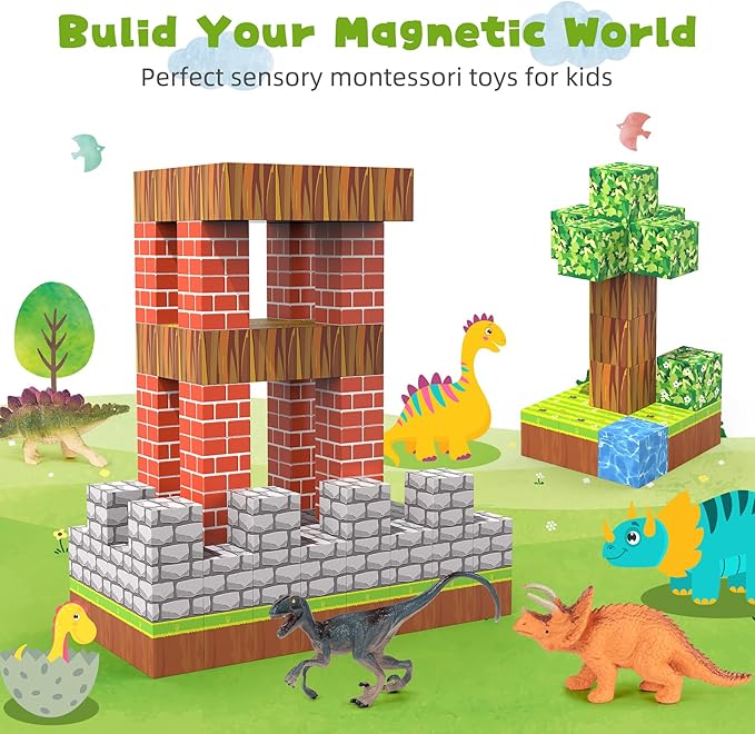 Magnetic Blocks 216Pcs Magnetic Building Blocks, Sensory Toys for Kids Boys Girls Age 3 4 5 6 7 8 9 10 Birthday Gifts