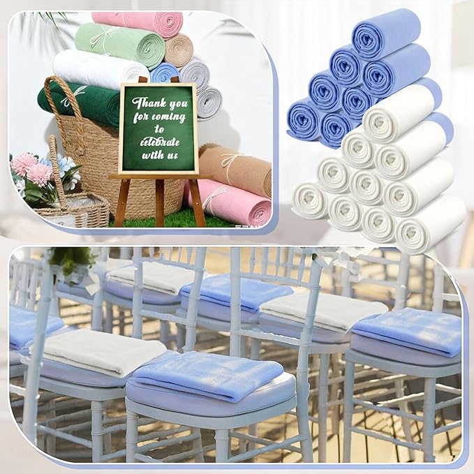 Newwiee 24 Pcs Fleece Throw Blankets Bulk Outdoor Wedding Guest Gifts Soft Lightweight Sleepover Lap Blankets Pet Home Sofa Couch Office Donation Homeless, 50 x 60 Inch (Mist Blue/White)