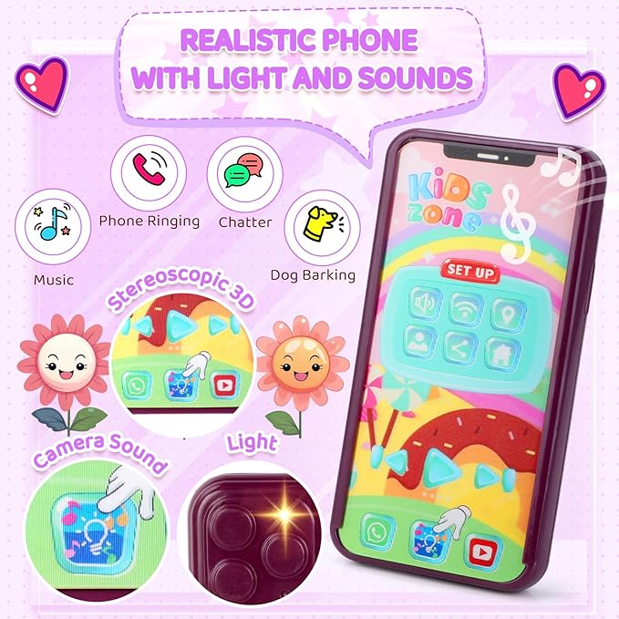 INNOCHEER Little Girls Purse, Kids Toy Purse with Pretend Makeup, Play Purse for Little Girls, Pretend Play Toddler Purse, Birthday Christmas Princess Gifts Toys for Girls 3 4 5 6 7 8 Year Old