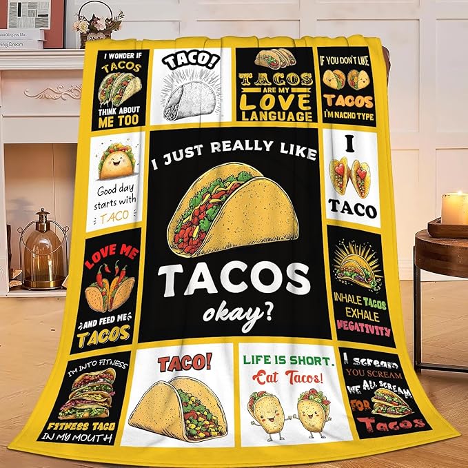 Taco Blanket Food Burrito Throw Blanket Gifts for Taco Lovers Girls Women Kids Boys Adults Men Super Soft Cozy Plush Fluffy Fuzzy Fleece Blanket Home Decor 50''X60''