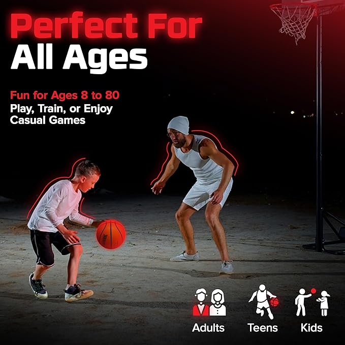 Light Up Basketball - Glow in The Dark Ball - Outdoor Sports Birthday Gift for Boys Ages 8-15 - Kids Teenage Youth Activity - Boy Toys