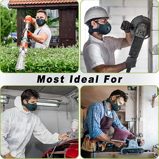 BASE CAMP Upgrade M Plus Dust Mask, Reusable Respirator with 99.9% Effective Carbon Filters for Woodworking, Breathable Face mask Against Dust for Construction, Landscaping, Sanding, Painting