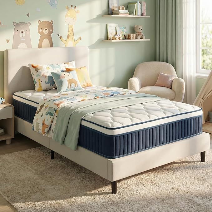 12 Inch Twin Hybrid Mattress, Medium Firm with Memory Foam and Zoned Pocket Springs for Enhanced Lumbar Support and Pressure Relief