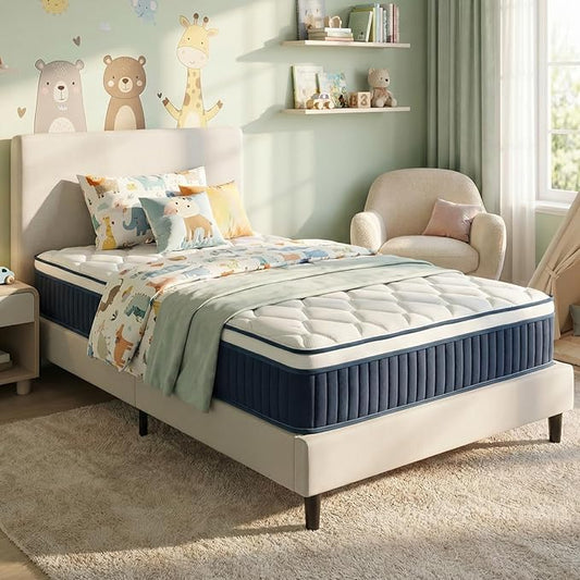 12 Inch Twin Hybrid Mattress, Medium Firm with Memory Foam and Zoned Pocket Springs for Enhanced Lumbar Support and Pressure Relief