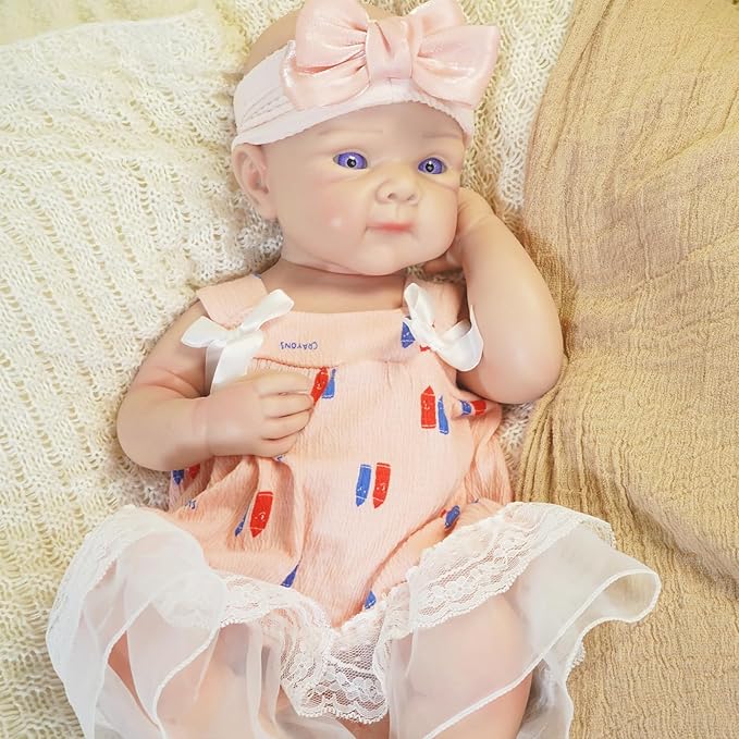 19.69 in Full Silicone Reborn Baby Dolls, 1:1 Lifelike Newborn Dolls Non Vinyl Realistic Reborn Toddler Dolls Boy Washable Sleeping Doll
