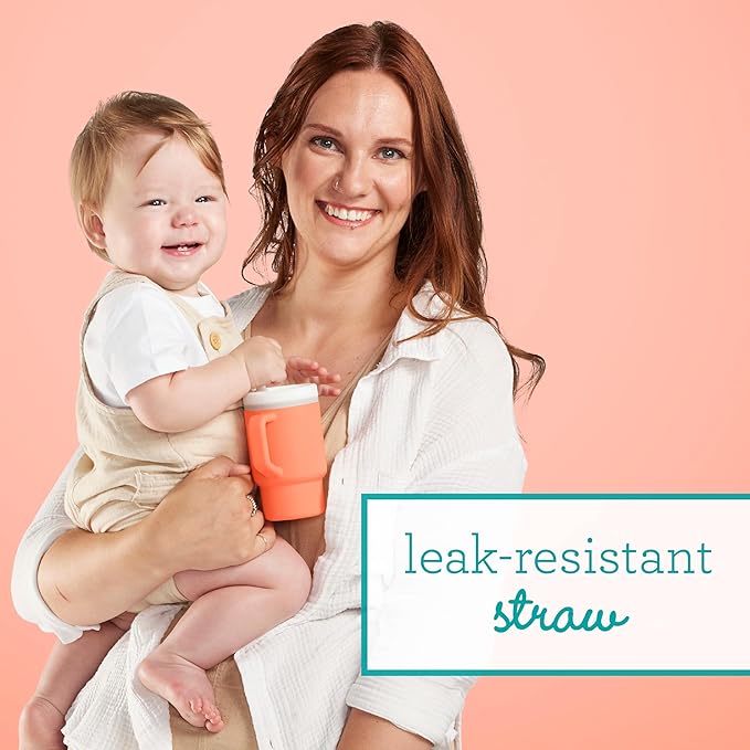 Infantino My 1st Tumbler, Silicone Sippy Cup with Straw & Handle, Spill-Resistant Baby Cup for On-the-Go, BPA-Free Transition Bottle