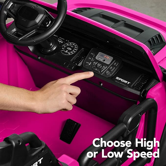 Best Choice Products Kids 24V 2-Seater Electric Ride On Car Truck w/ 132lb Weight Capacity, Parent Control, Bluetooth, LED Lights - Hot Pink