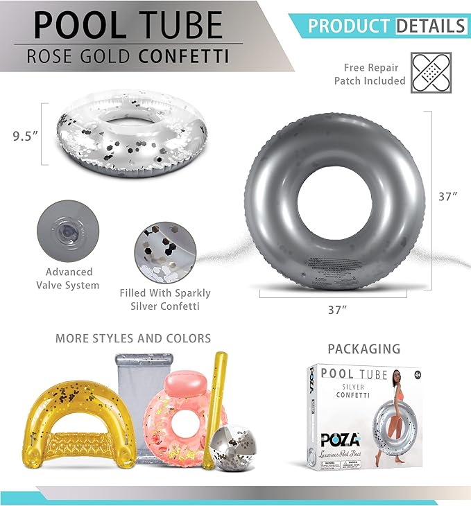 CoTa Global Inflatable Pool Float Tube Confetti Premium Swim Ring Heavy Duty Vinyl Flotation Pool Floats Toy for The Beach, Party, Vacation, UV Resistant - Pool Party