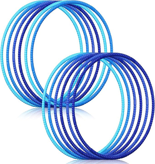 Sratte 12 Pcs Toy Hoop for Kid Detachable Adjustable Toy Hoop Colored Exercise Ring Plastic Circle for Kid Teen Gymnastics Equipment Require Self Assembly (28 Inch,Blue Series)