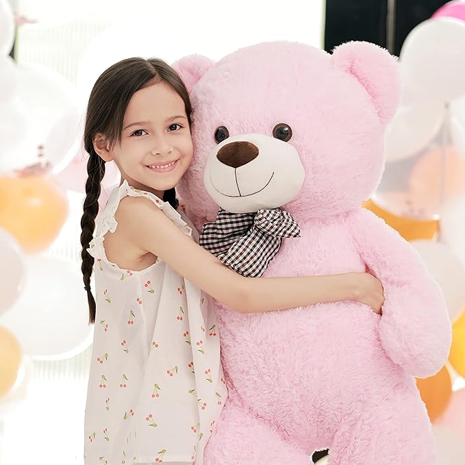 Poutmac Big Teddy Bear 55" Giant Pink Soft Stuffed Animals Cute Plush Toy for Girlfriend Women Kids for Valentine's Christmas Birthday