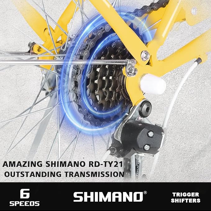 Glerc 20 24 26 Inch Beach Cruiser Bike, 6-Speed Hybrid City Bicycle for Girls Youth and Over 6 Years Old, Missy Bike with Wicker Basket & Lightweight, Multiple Colors