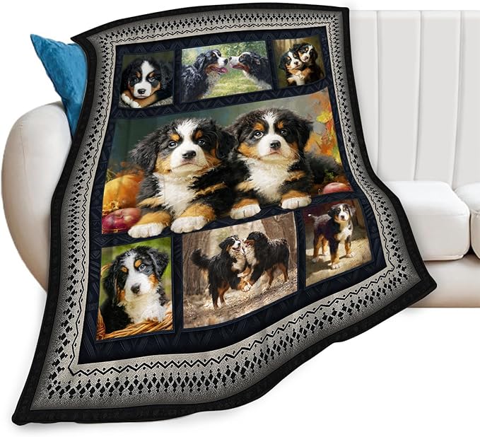 Bernese Mountain Dog Blanket Cute Dogs Animal Throw Blankets Gifts for Girls Boys Kids Dog Lover Soft Cozy Fleece Plush for Couch Sofa Bed 60"x50"