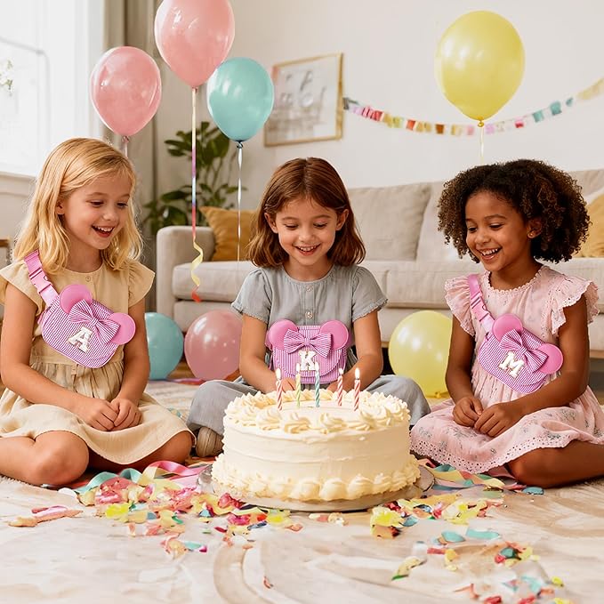 Christmas Gifts for Grandkids Girls Daughter | Birthday Gifts for 3 4 5 6 7 8 9 10 11 12 13 Year Old Girls | Initial Fanny Pack Crossbody Bag Belt Bag Purse | Stocking Stuffers for Girl Pink L