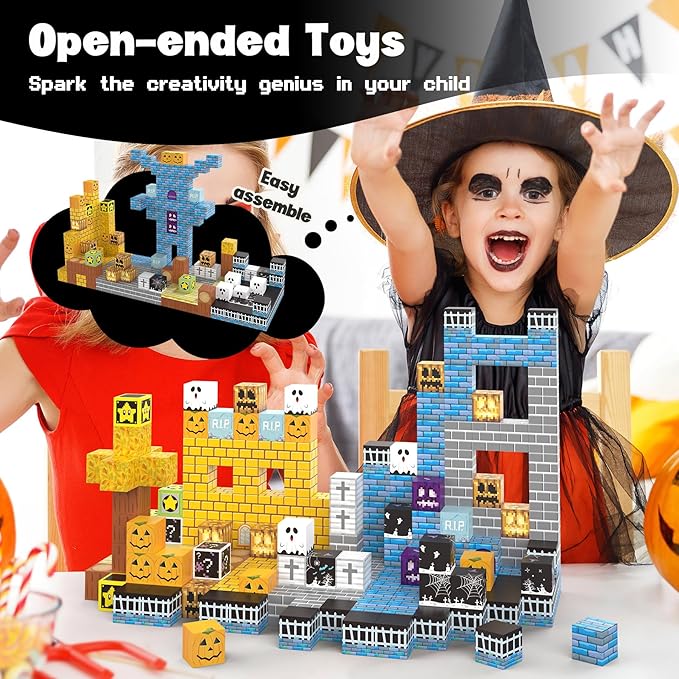 Magnetic Blocks 216Pcs Night Style, Magnetic Building Blocks Construction Toys for Boys or Girls Age 3+, Stacking Magnets, Christmas Birthday Gifts