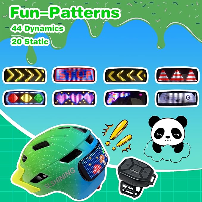 Kids Bike Helmet with LED Lights, Remote Control Turn Signals Safety Helmet Back Light for Youth Mountain Cycling Scooter Skateboarding, Adjustable and Lightweight for Boys Girls