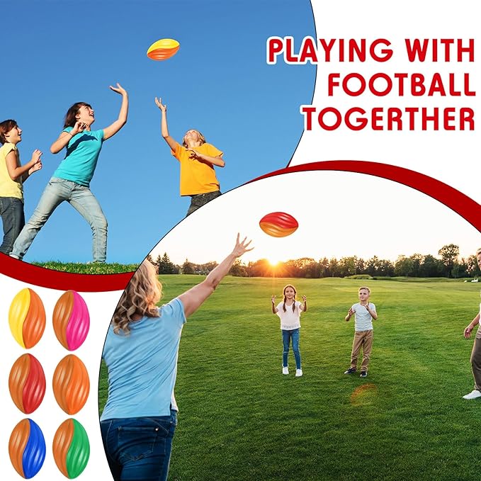 Jerify 12 Pcs Mini Footballs for Kids Spiral Foam Football Bulk 5 Inch Soft Small Waterproof Foam Ball Sports Birthday Toddler Football for Indoor and Outdoor Game(Festive Color)