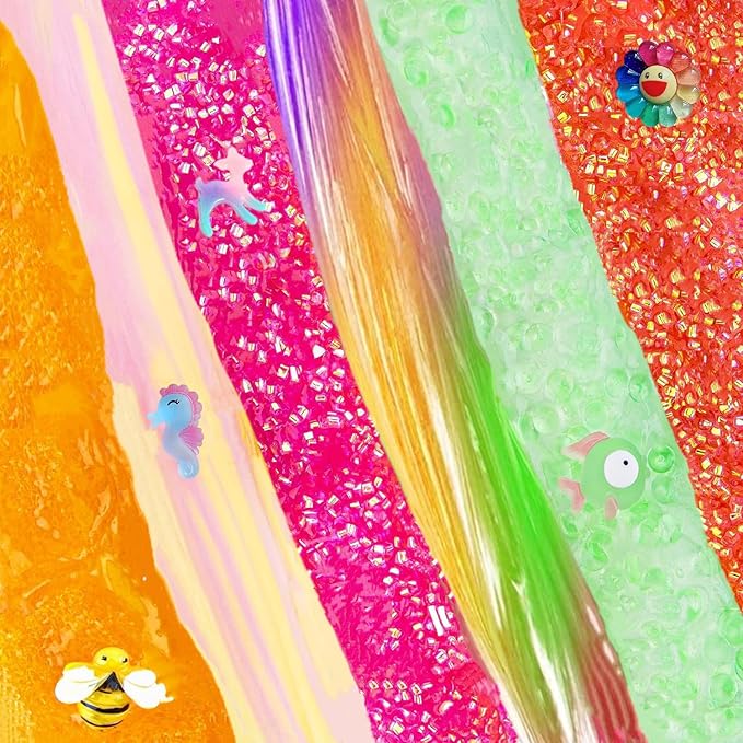 Crunchy Slime Set 12 Packed for Kids,Super Soft and Non-Sticky Stress Relief Clear Slime Kit Toy,DIY Butter Slime Party Favor for Girls & Boys Goodie Bags Stuffers