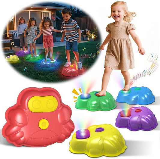 Light Up Stepping Stone for Kids: Sensory Motor Skill Toys for Active Toddler Obstacle Course Play - 5 Packs Durable Outdoor & Indoor Balance Toy - Great Gift for Boys Girls Ages 3 4 5 6 7
