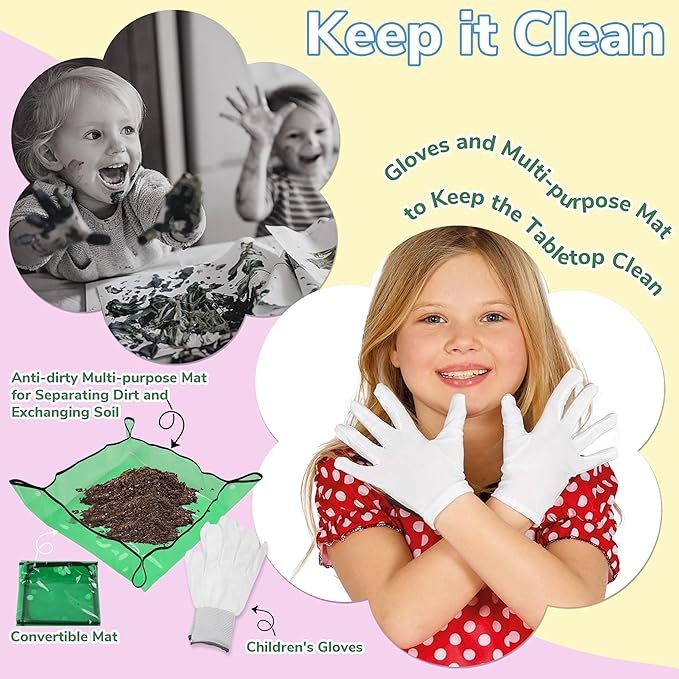 Paint & Plant Flower Gardening Kit with 4 Pots - Kids Gardening Set Ages 8-12, Spring Arts & Crafts Activities Kits, Educational Birthday/Easter Gifts for Boys & Girls Ages 5 6 7 9 10 11