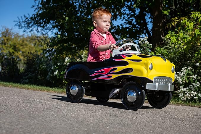 Kid Trax Street Rod Pedal Car, Indoor/Outdoor Toys for Toddlers Ages 3–5, Classic Design Ride On Car, Kid Cars to Drive, Ride On Toy, Toddler Boy Toys, Durable Steel Cars for Kids, Max Weight of 60lbs