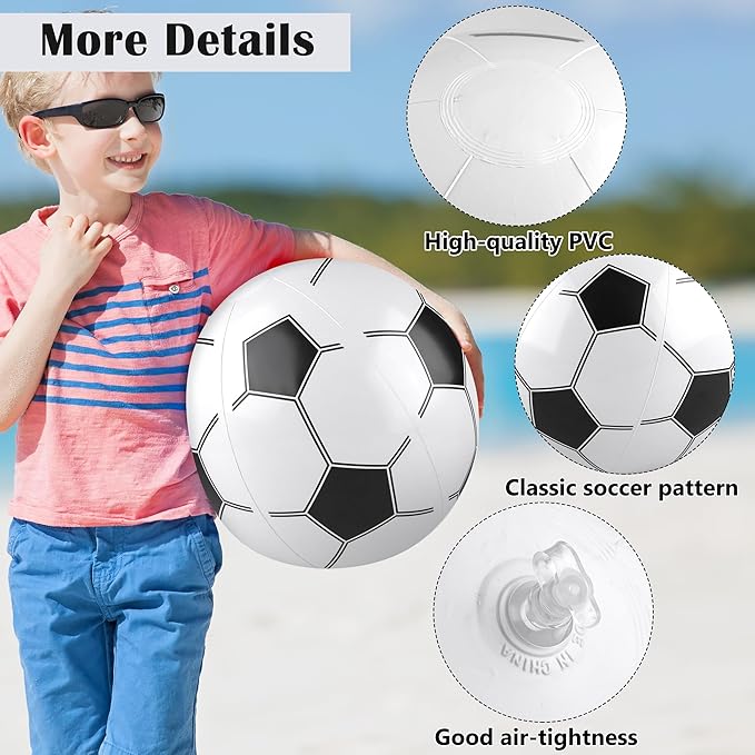 durony 12 Pieces Soccer Beach Ball 11 Inch Inflatable Soccer Bouncing Sports Ball Bouncy Toy Favors for Birthday Party Summer Beach Pool Games Decorations