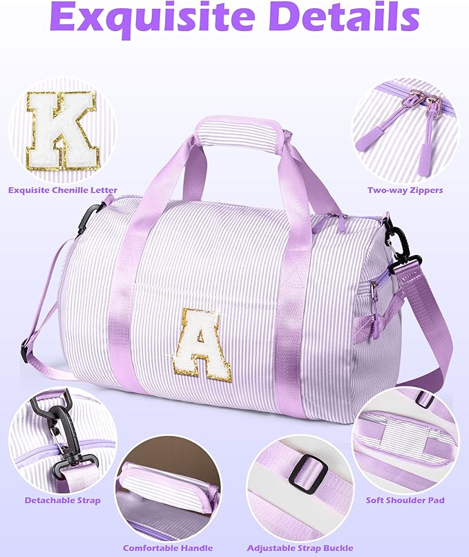 11 Year Old Girl Birthday Gifts, Girls Travel Duffle Bag, Kids Initial Overnight Duffel Bags with Shoe Compartment, Personalized Dance Bag with Cosmetic Pouch, Stocking Stuffers (Letter Y)
