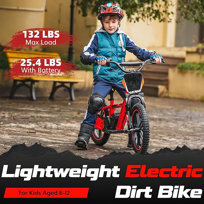 OLALA Electric Dirt Bike for Kids Aged 5-10, 500W Professional Version, Racing Grade Electric Motorcycle, Up to 15.5MPH & 3 Speed Settings, 24V Detachable Battery, 16IN Off-Road Tires