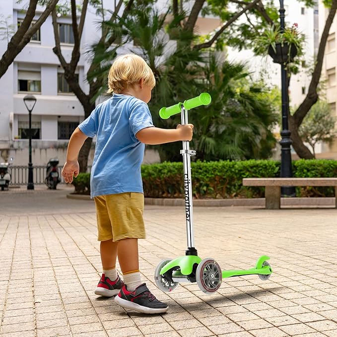 Kids Scooter, Children and Toddler 3 Wheel Kick Scooter for Boys & Girls Ages 2-5, LED Lighted Wheels and 3 Adjustable Height Handlebars, Lean-to-Steer