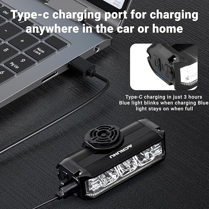 Super Bright 3400 Lumens LED Bike Light USB Rechargeable - 5 Modes Bicycle Headlight with 7H Runtime, IPX6 Waterproof, Quick Release Mount for Mountain Road Cycling Commuting Night Safety