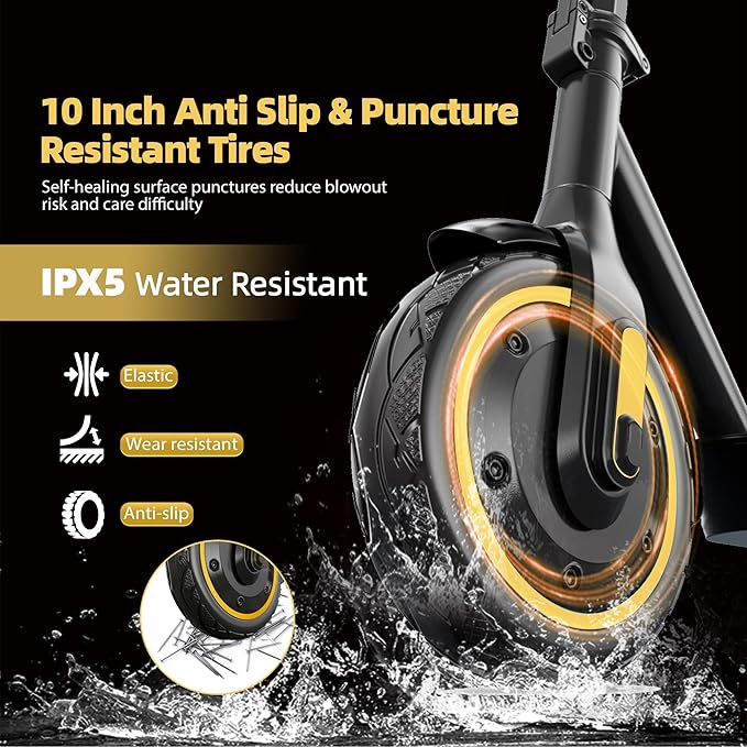 Electric Scooter Adults, 500/600W Motor, 28 MPH Top Speed,10" Vacuum Big Tires, Foldable E-Scooter with App Control & Disc Braking System for Smart APP Contro