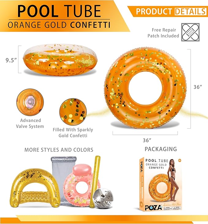 CoTa Global Inflatable Pool Float Tube Confetti Premium Swim Ring Heavy Duty Vinyl Flotation Pool Floats Toy for The Beach, Party, Vacation, UV Resistant - Pool Party