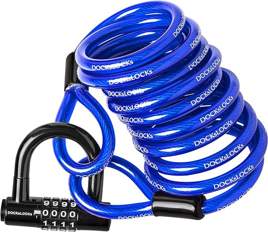 Security Cable Lock Set (5ft to 25ft Lengths) – Weatherproof, Looped Ends, Coiled, Compact, Includes U-Lock, Anti-Theft for Bikes, Patio Furniture, Kayaks, Outdoor Equipment 5ft