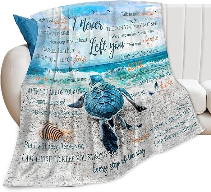 Sea Turtle Ocean Throw Blanket - Memorial Gift for Loss of Loved One - Soft, Warm, Cozy Fleece Blanket for Couch, Sofa, Bed - 80"x60"