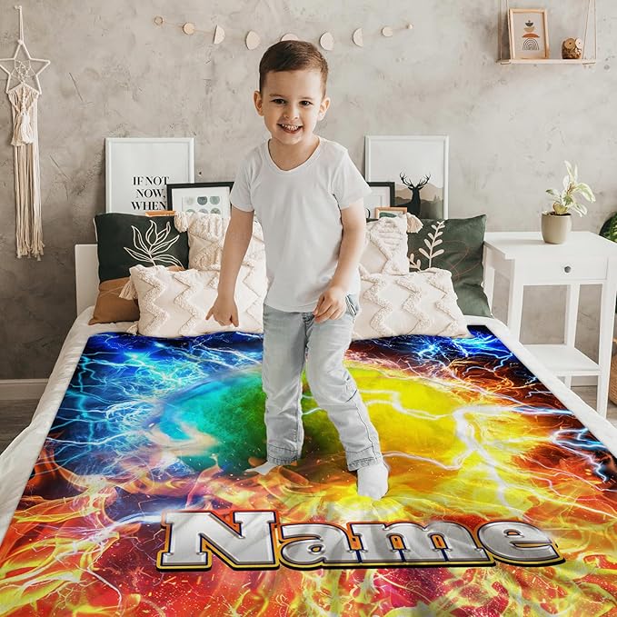 Tennis Blanket for Son Grandson on Birthday, Personalized 50x40 Inches Cozy Soft Small Tennis Blankets for Kids Boys Sports Decor for Sofa Couch