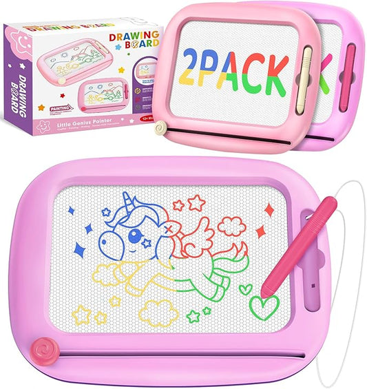 Toddler Toys for 1-3 Year Old Girls, 2 Pack Magnetic Drawing Board, Learning & Educational Magna Doodle Pad for Toddler, Christmas Birthday Gift for 1 2 3 Year Old Baby Kids