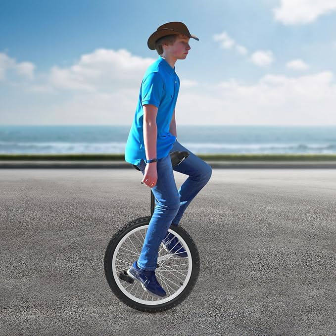20 Inch Unicycle for Balance Training Outdoor Fitness with Adjustable Seat and Anti-Skid Tread