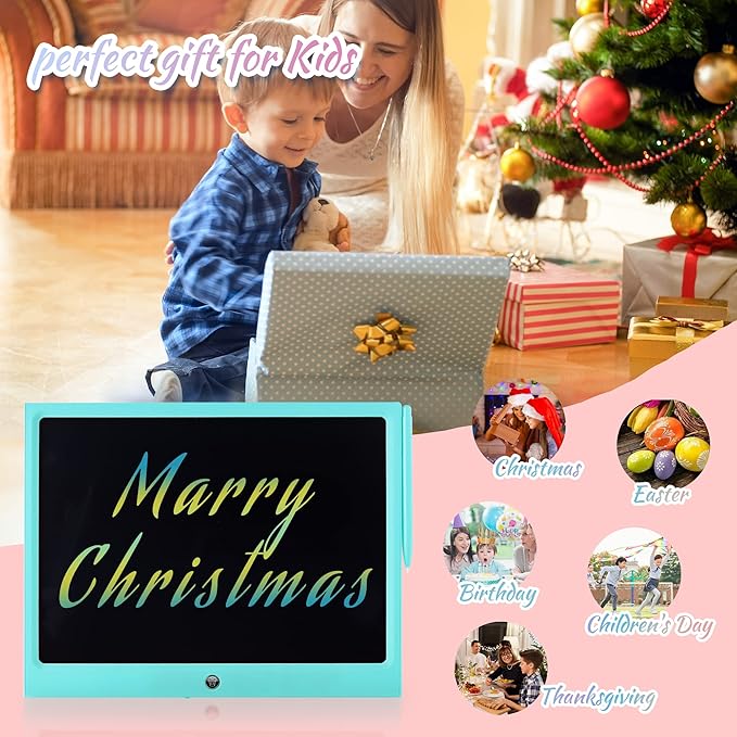 LCD Writing Tablet for Kids, 15 Inch Colorful Electronic Doodle Board, Educational Learning Kids Drawing Tablet Toys, Christmas Birthday Gift for 3 4 5 6 7 8 9 Year Old Girls Boy