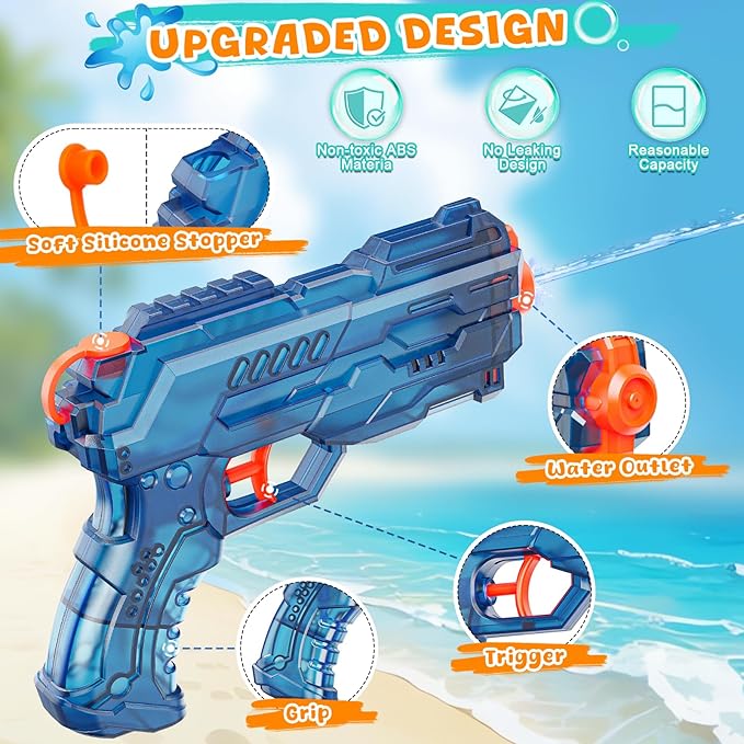 Water Gun Squirt Toy for Kids: Leakproof Super Water Guns for Kids Age 5 8 12 Boys Girls Adults - Small Outdoor Water Guns Toys for Pool Beach Swimming Summer Games Yard Party Pink Blue