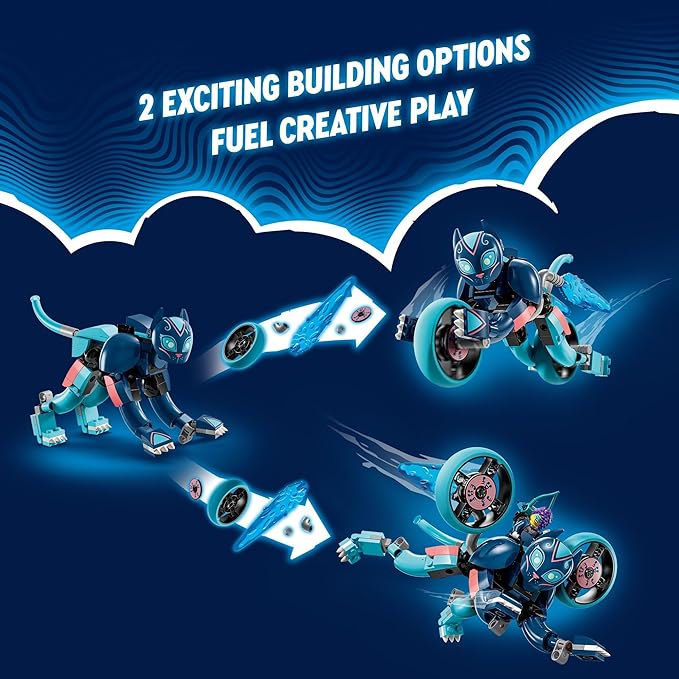 LEGO DREAMZzz Zoey’s Cat Motorcycle Bike Toy with 2 Minifigures, Creative Toy for Kids Ages 7 and Up, Rebuild an Animal Figure into a Bike, 71479