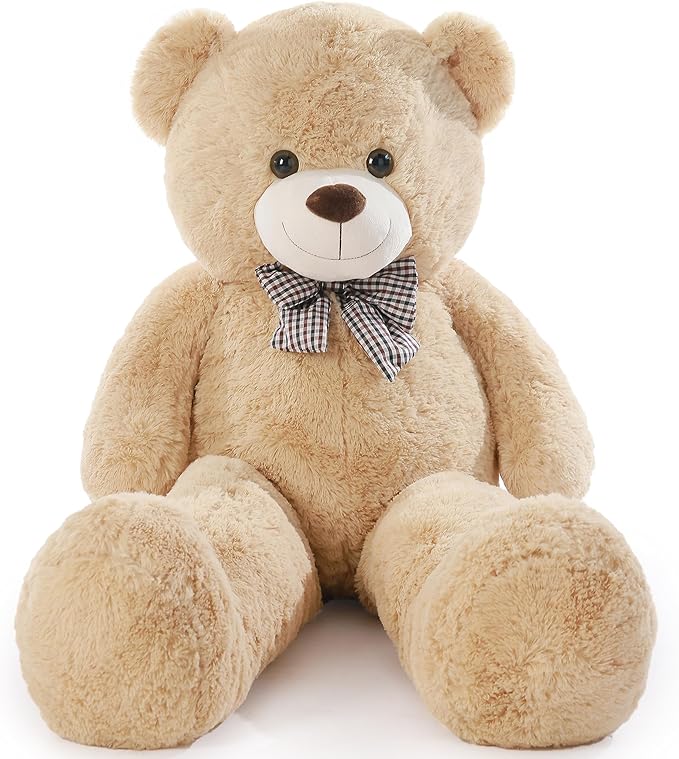 Poutmac Big Teddy Bear 4Ft Giant Soft Stuffed Animals Cute Plush Toy for Girlfriend Women Kids for Valentine's Christmas Birthday (Light Brown, 47 inches)