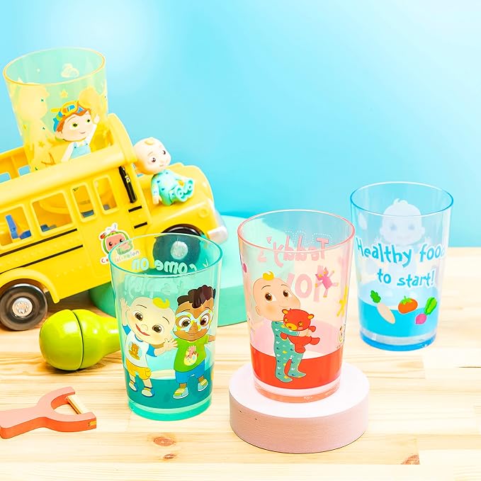 Zak Designs CoComelon Nesting Tumbler Set Includes Durable Plastic Cups with Variety Artwork, Fun Drinkware is Perfect for Kids (14.5 oz, 4-Pack, Non-BPA)