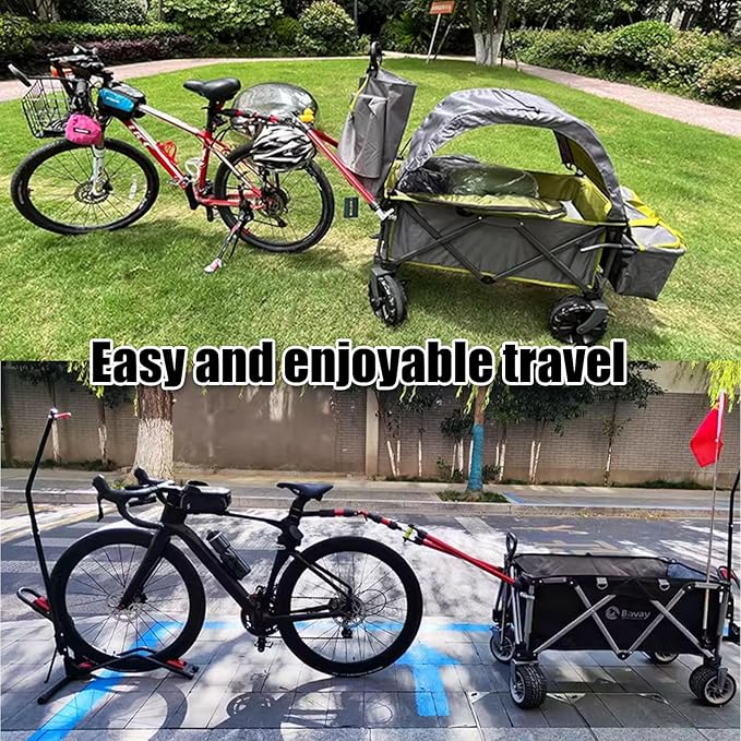 Bike Trailer Hitch for Portable Folding Wagon Bike Trailer Connector for Pet Cart Bicycle Trailer Collapsible Steel Garden Cart for Grocery Sports Garden Shopping Camping