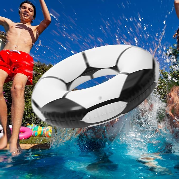 ShinyRelief 2 Pcs Footabll Baseball Soccer Basketball Sport Inflatable Pool Ring Floats Ring Adult Size Inflatable Floats Swimming Pool Tubes Beach Sports Party Lake Use Summer